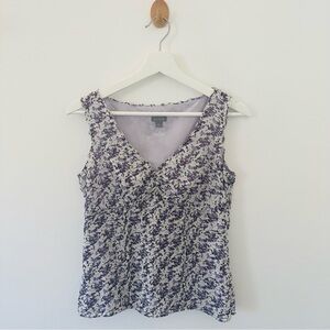 Ann Taylor Purple and White Sleeveless Blouse